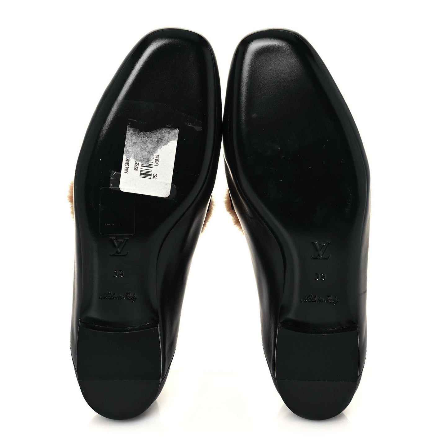 Calfskin Mink Upper Case Flat Loafer 38 Black
