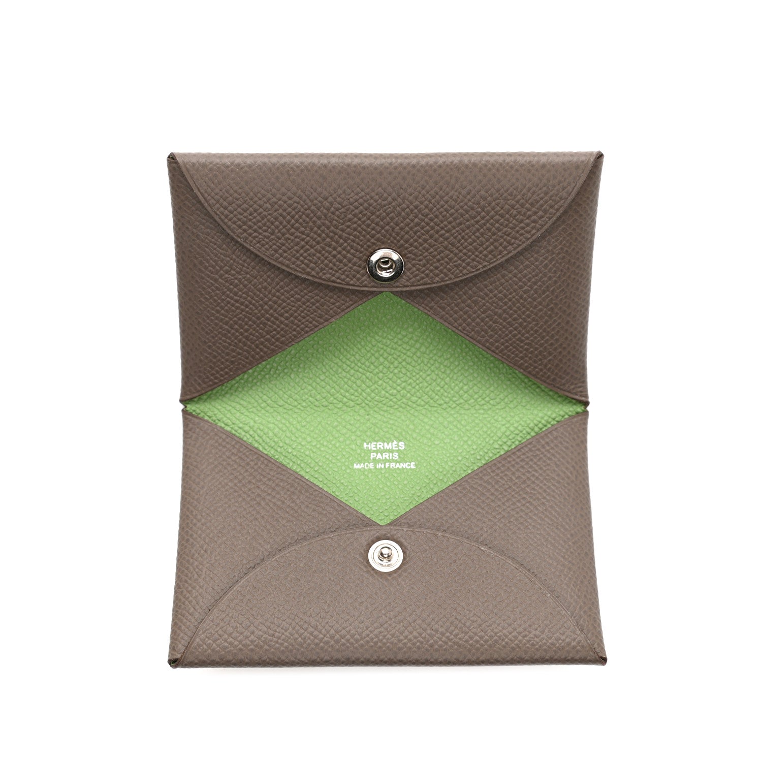 Hermes Epsom Verso Calvi Card Case Etain Vert Criquet 5 of 8