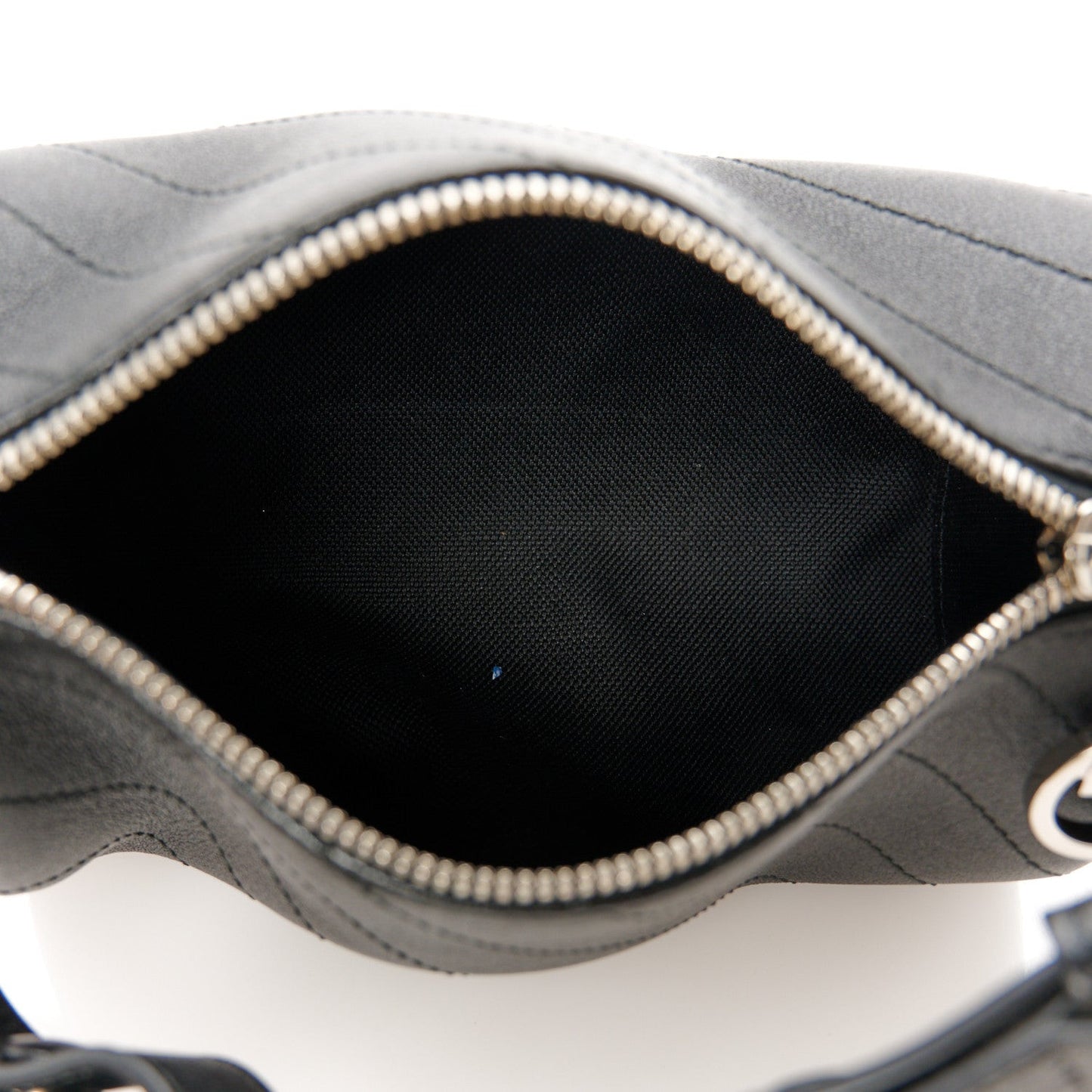 Sakai Be Green Calfskin Diagonal Stitched Mini Blondie Barrel Shoulder Bag Black