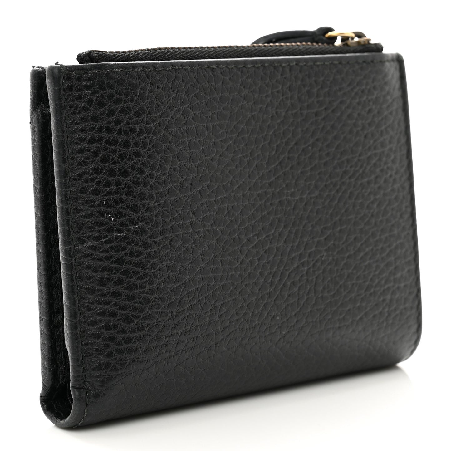 Pebbled Calfskin Butterfly Card Case Wallet Black