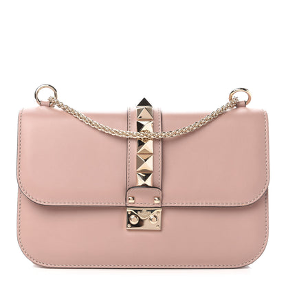 Valentino Garavani Vitello Medium Glam Lock Rockstud Flap Poudre 1 of 10