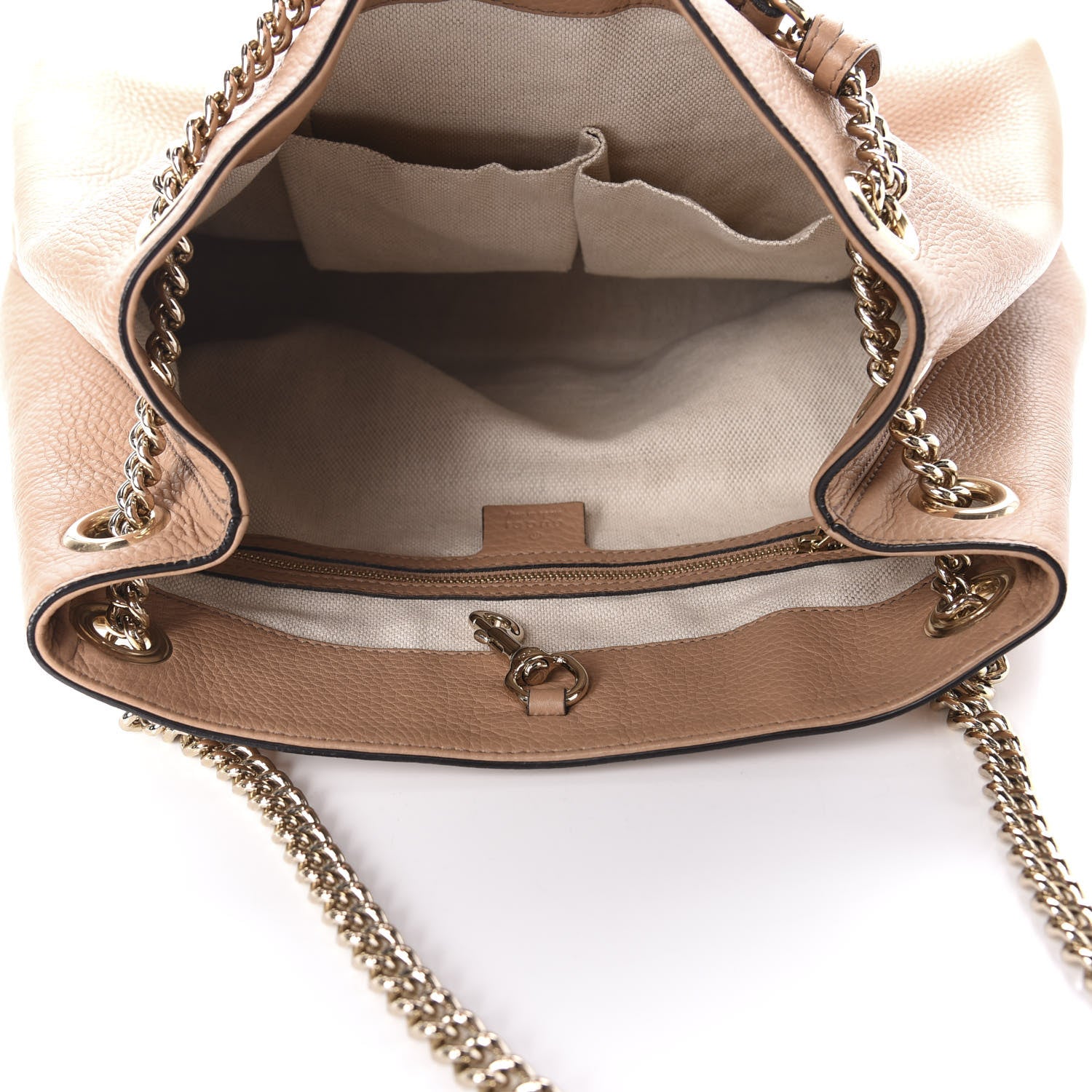 Gucci Pebbled Calfskin Medium Soho Chain Shoulder Bag Rose Beige 5 of 11