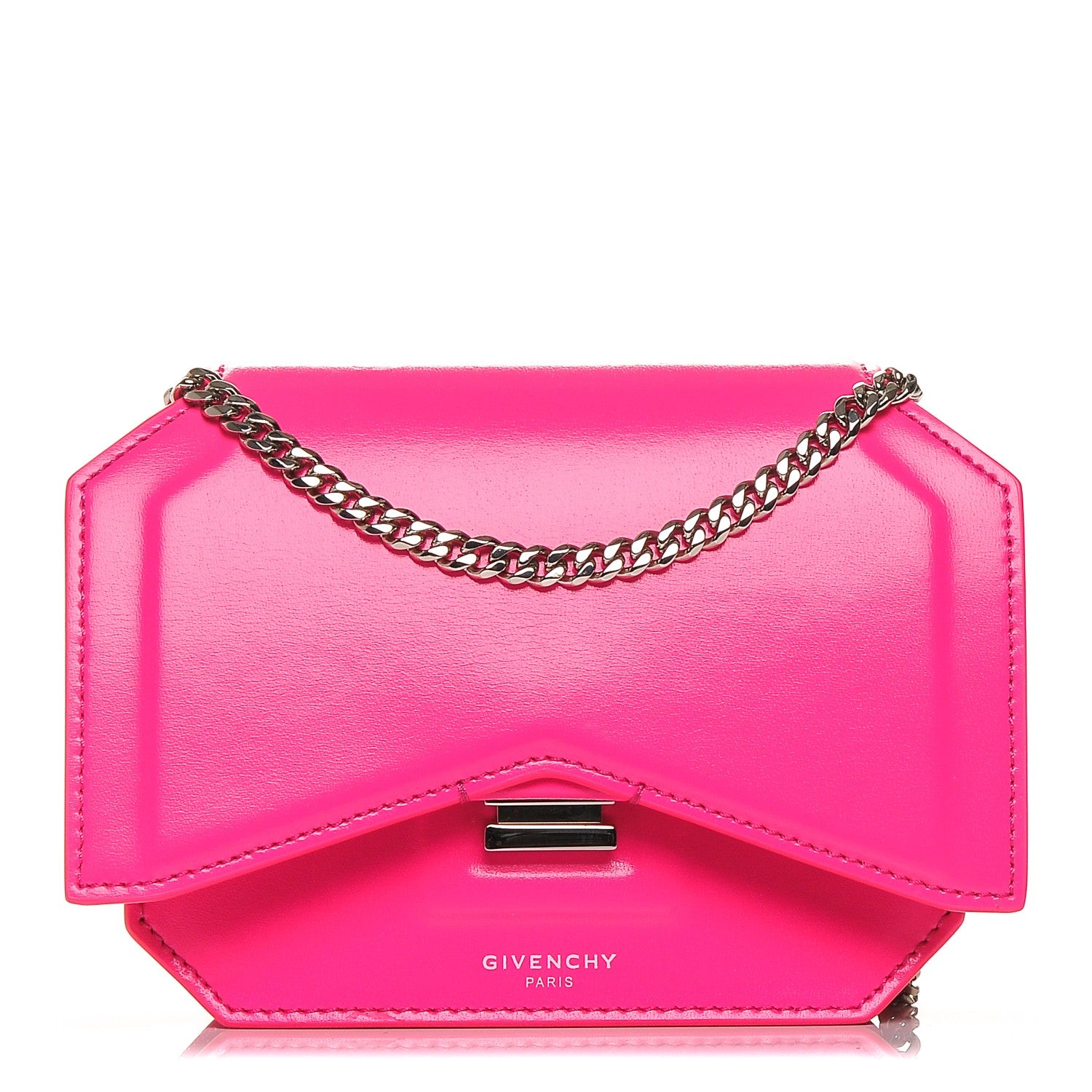 Givenchy Calfskin Bow Cut Chain Wallet Neon Pink 1 of 6
