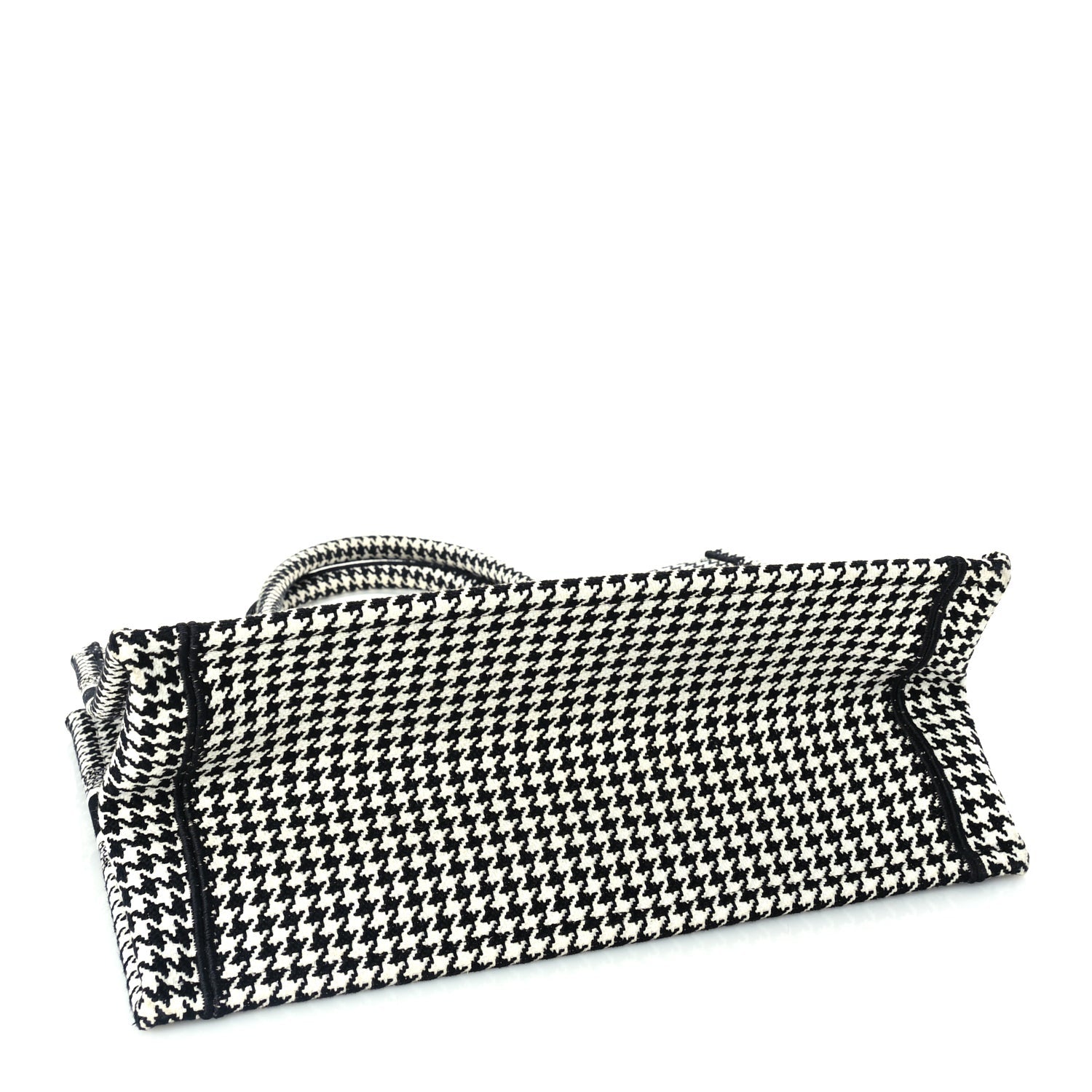 Christian Dior Canvas Houndstooth Embroidered Medium Book Tote  Black White 3 of 8