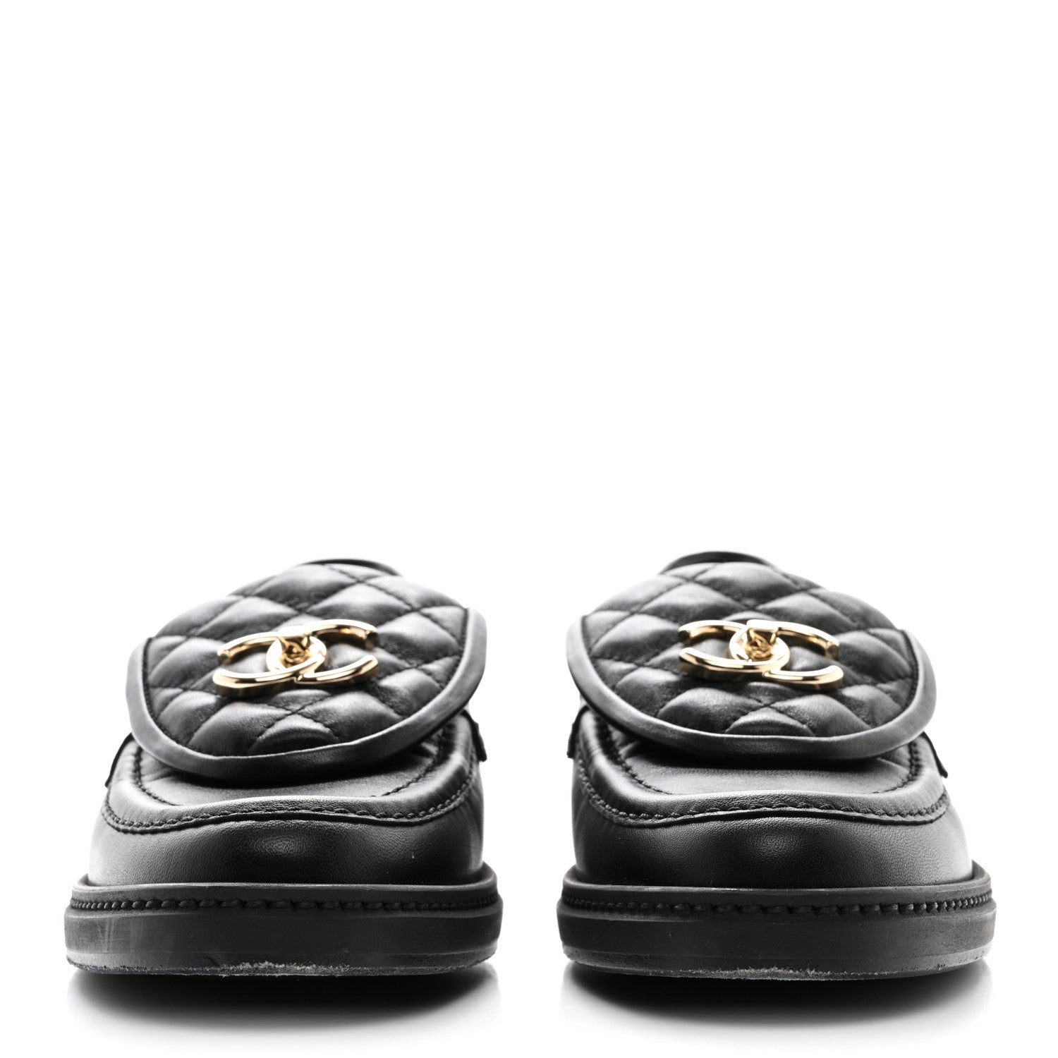 Chanel Lambskin Quilted CC Turnlock Loafers 37 Black 2 of 12