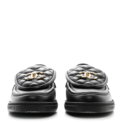 Chanel Lambskin Quilted CC Turnlock Loafers 37 Black 2 of 12
