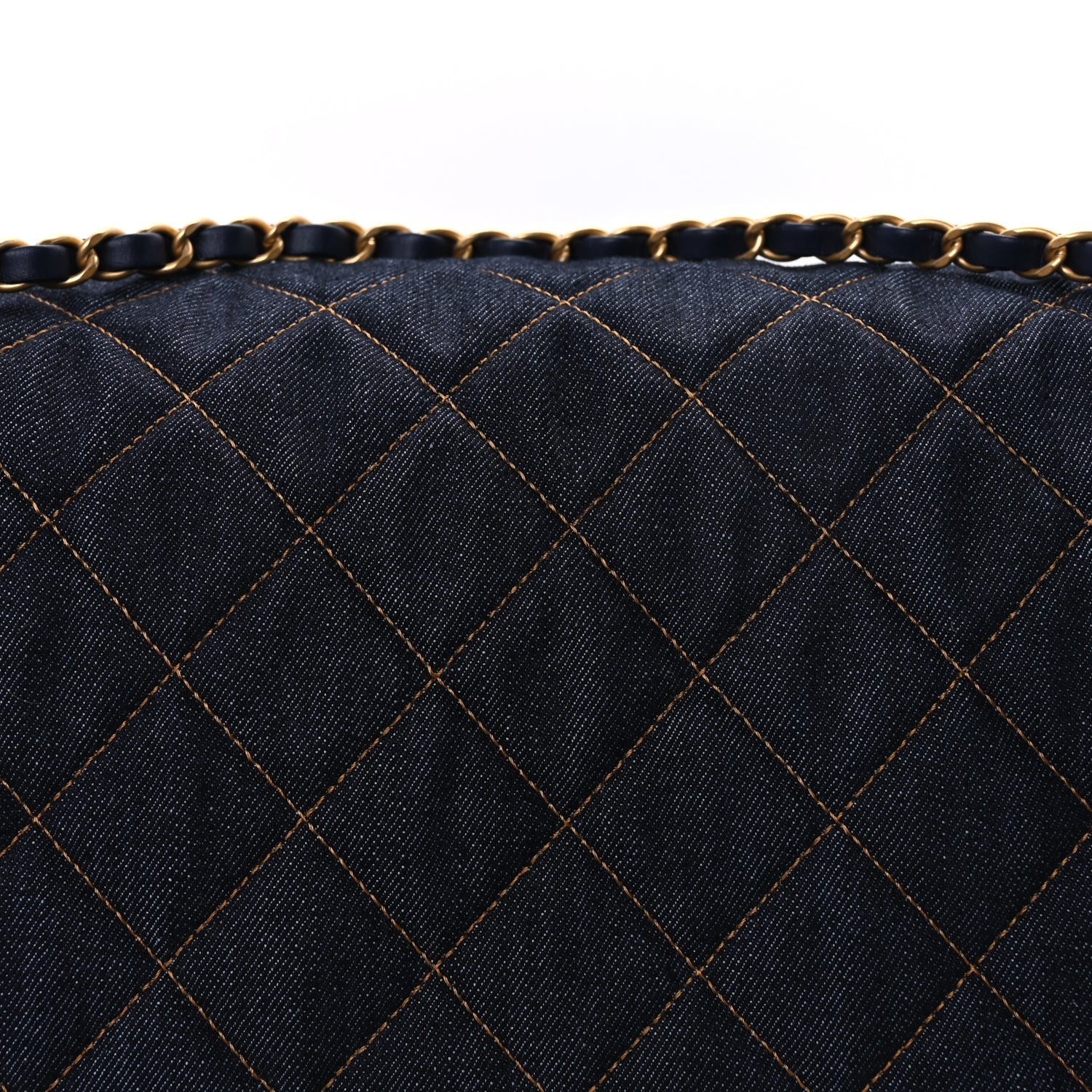 Chanel Denim Quilted XXL Travel Flap Bag  Dark Blue Orange 6 of 8
