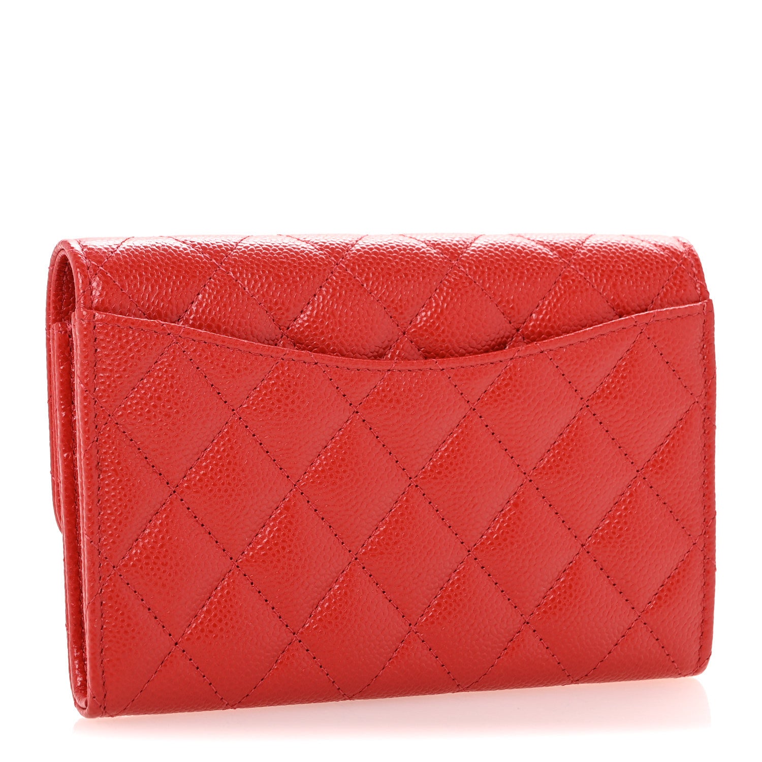 Chanel Caviar Quilted Medium Flap Wallet Red 3 of 8
