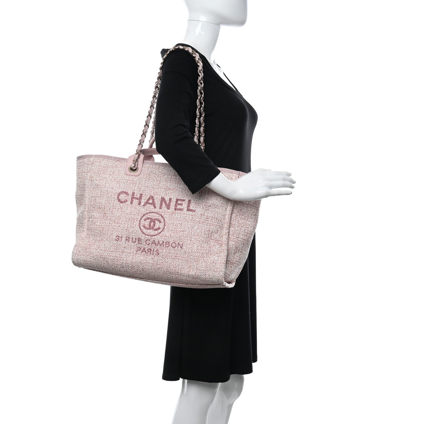 Straw Lurex Medium Deauville Tote Pink