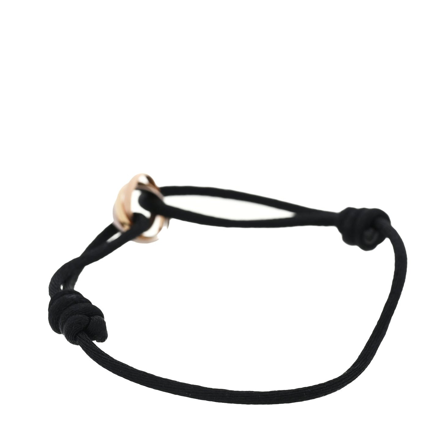 18K Pink Yellow White Gold Trinity Adjustable Cord Bracelet  Black