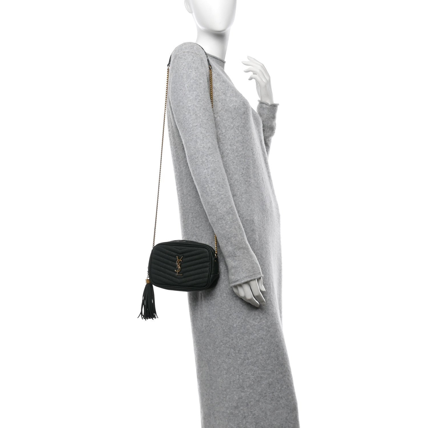 Saint Laurent Grain De Poudre Matelasse Monogram Mini Lou Camera Bag New Vert Fonce 2 of 7