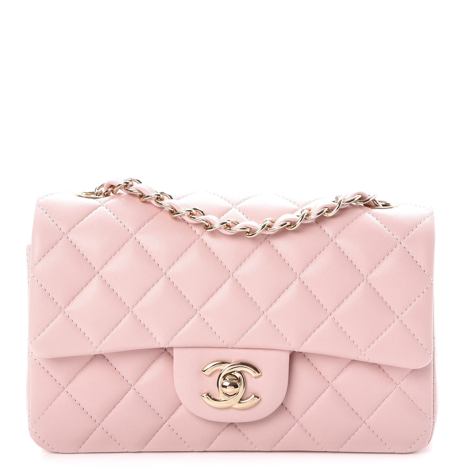 Chanel Lambskin Quilted Mini Rectangular Flap Light Pink 1 of 8