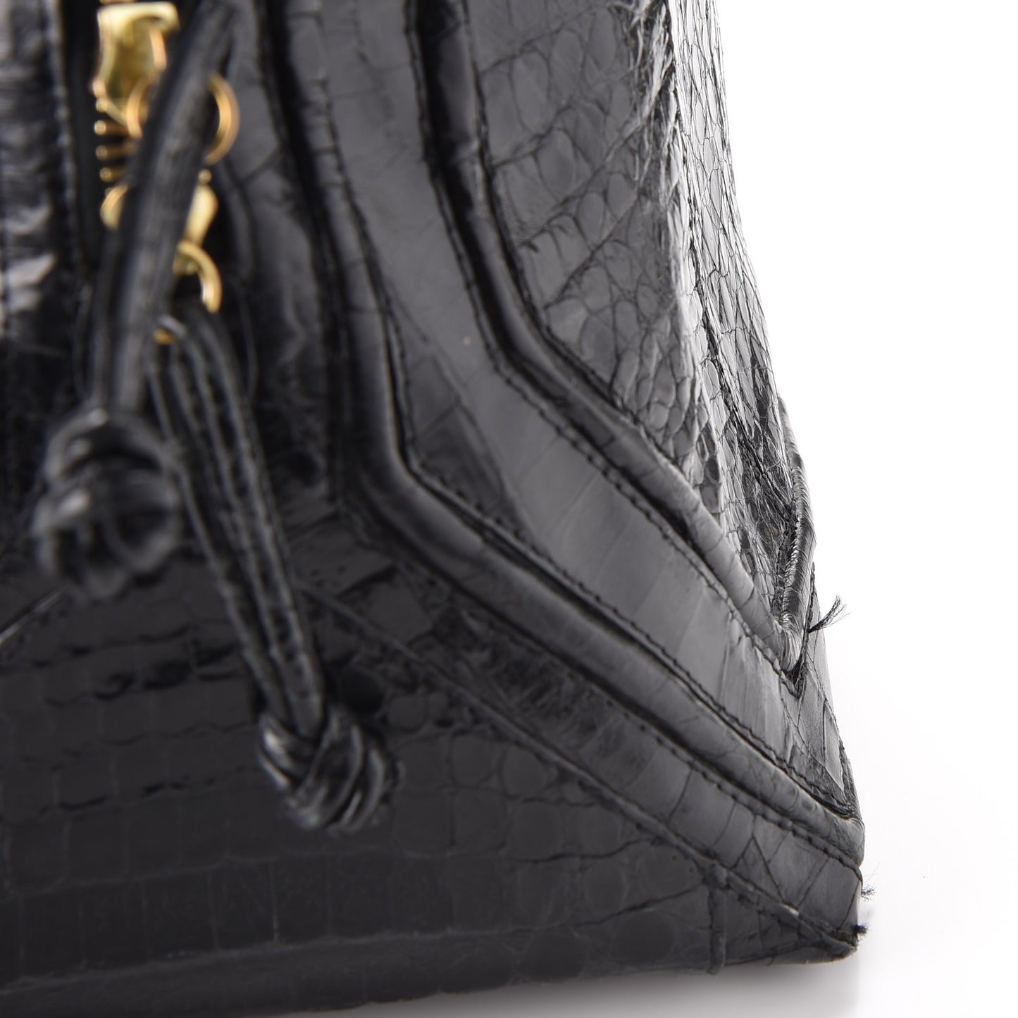 Crocodile Top Handle Tote Black