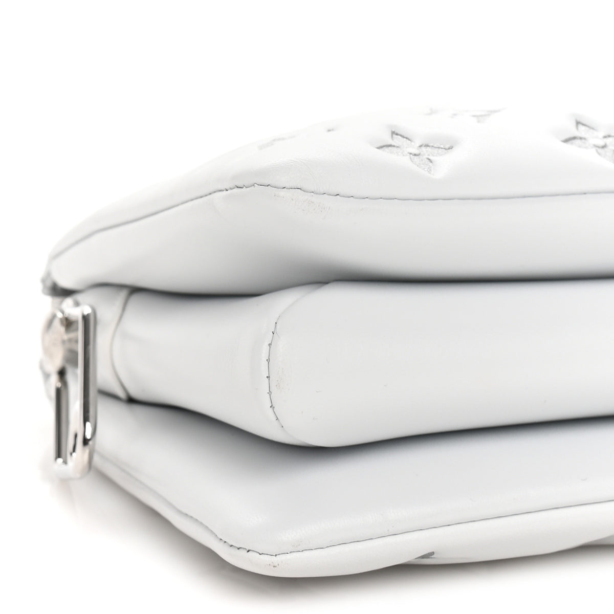Louis Vuitton Lambskin Embossed Monogram Coussin BB White Silver 7 of 8