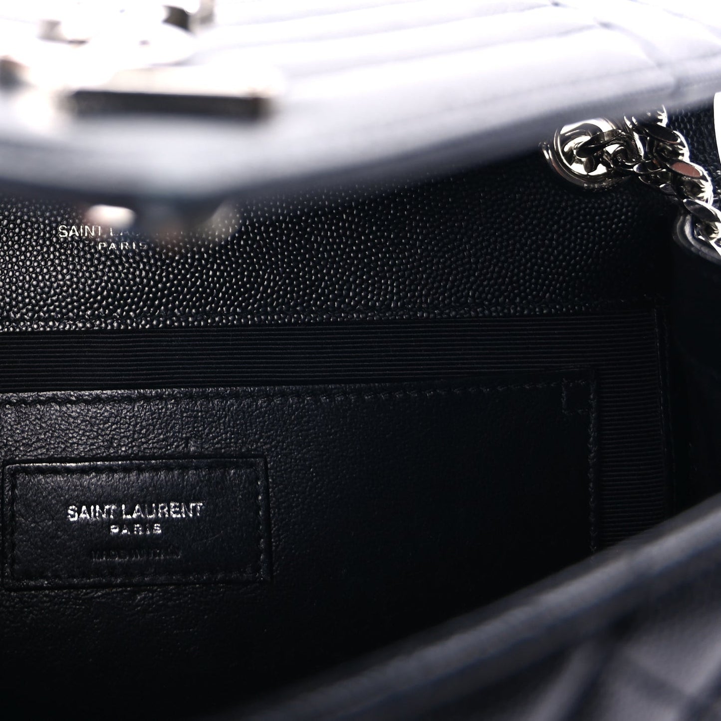 Grain De Poudre Textured Mixed Matelasse Triquilt Medium Monogram Satchel Black