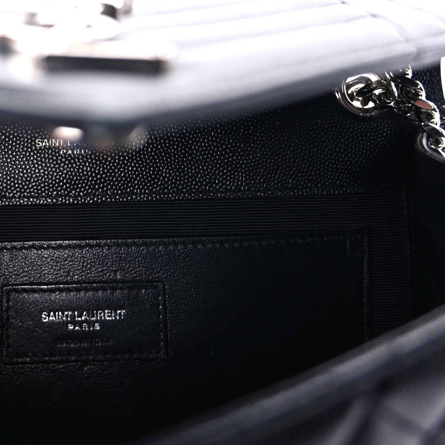 Saint Laurent Grain De Poudre Textured Mixed Matelasse Triquilt Medium Monogram Satchel Black 5 of 7