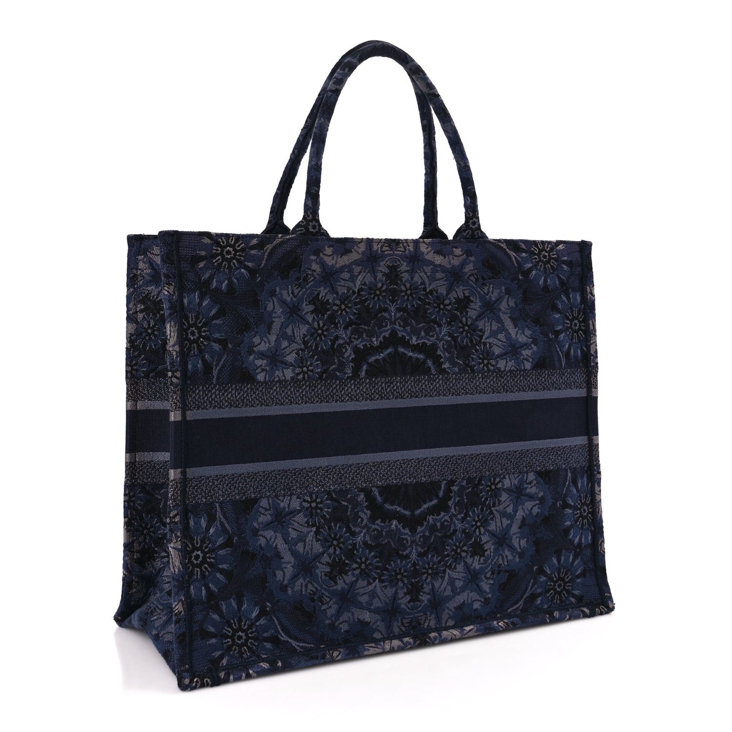 Canvas Embroidered Large KaleiDioroscopic Book Tote Blue