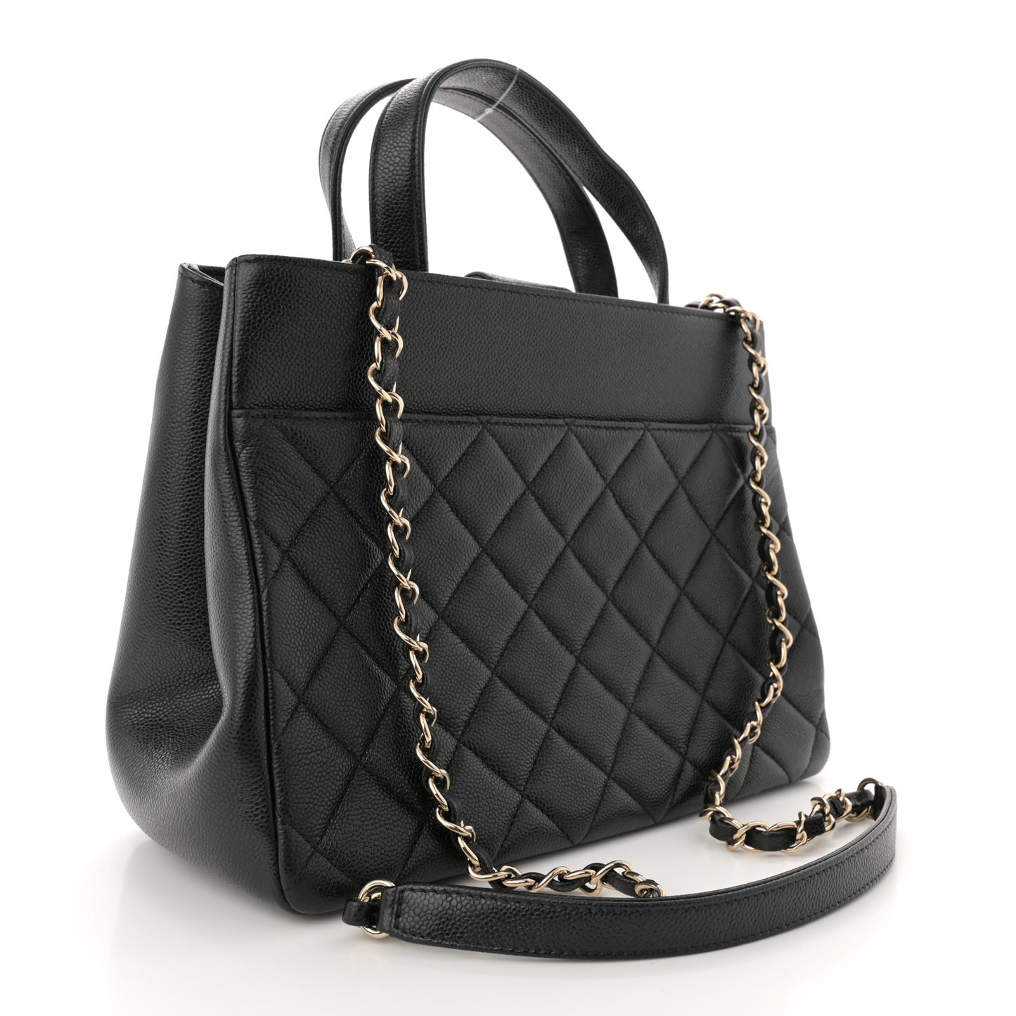 Caviar Quilted Small Business Affinity Shopping Bag Black