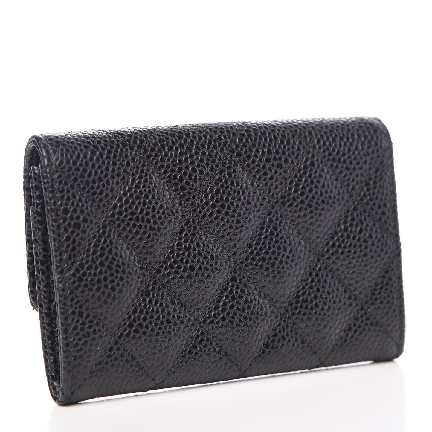 Caviar Quilted Flap Card Holder Black