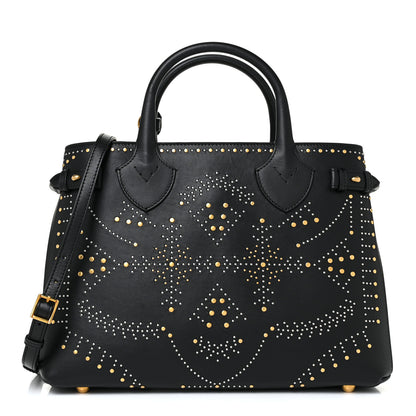 Burberry Smooth Calfskin Riveted Medium Banner Tote Black 1 of 11