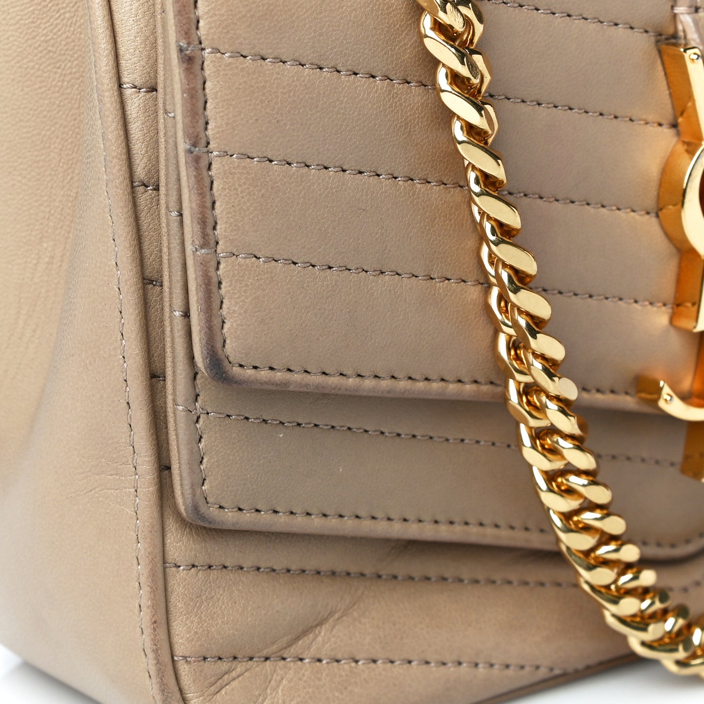 Lambskin Matelasse Chevron Monogram Small Sulpice Bag Sable Beige