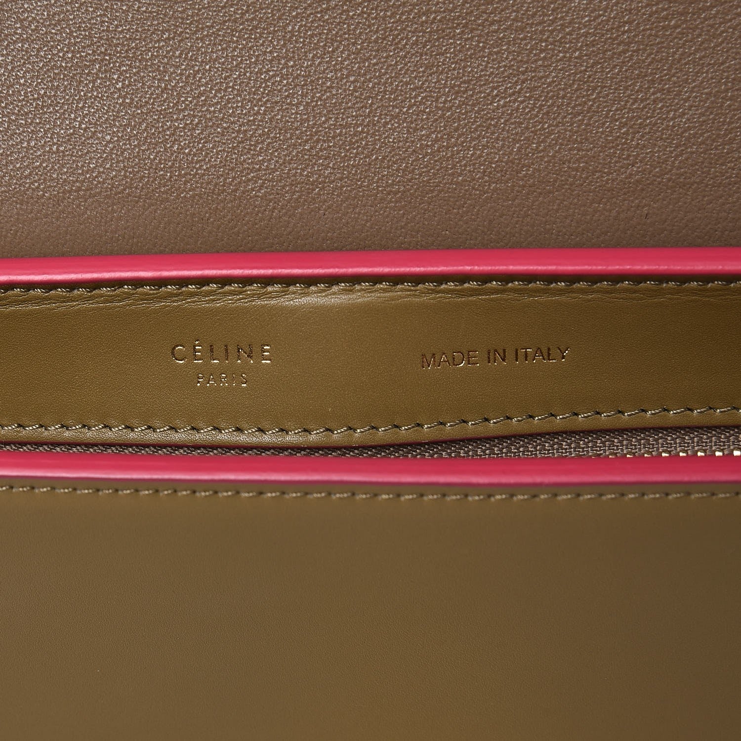 Celine Smooth Calfskin Small Bi-Color Trapeze Taupe Fuchsia 6 of 9