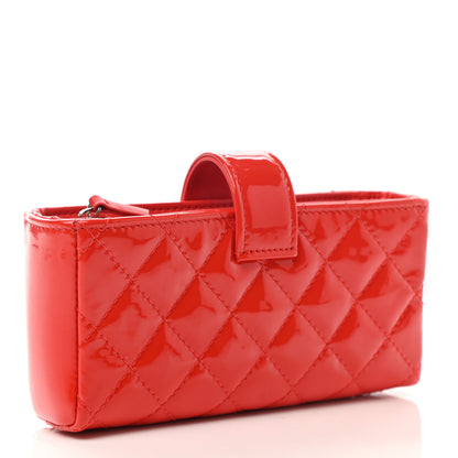 Chanel Patent Quilted Mini Phone Holder Clutch Red 4 of 10
