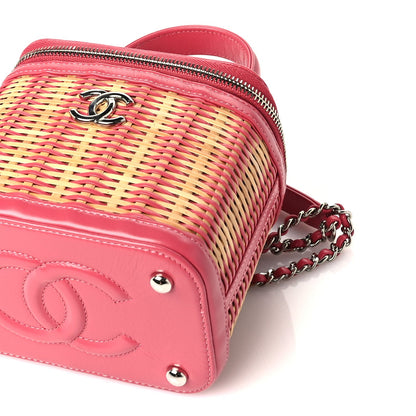 Chanel Calfskin Raffia Small Take Away Vanity Case Bag  Pink Beige 9 of 9