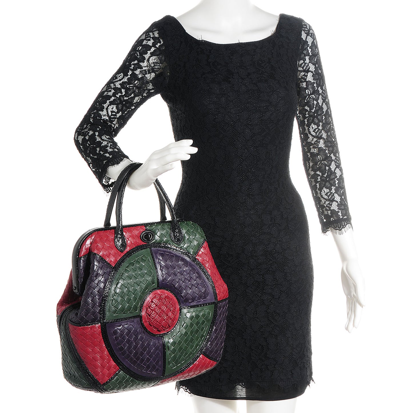 Intrecciato Goatskin Ayers Trim Frame Satchel Multicolor