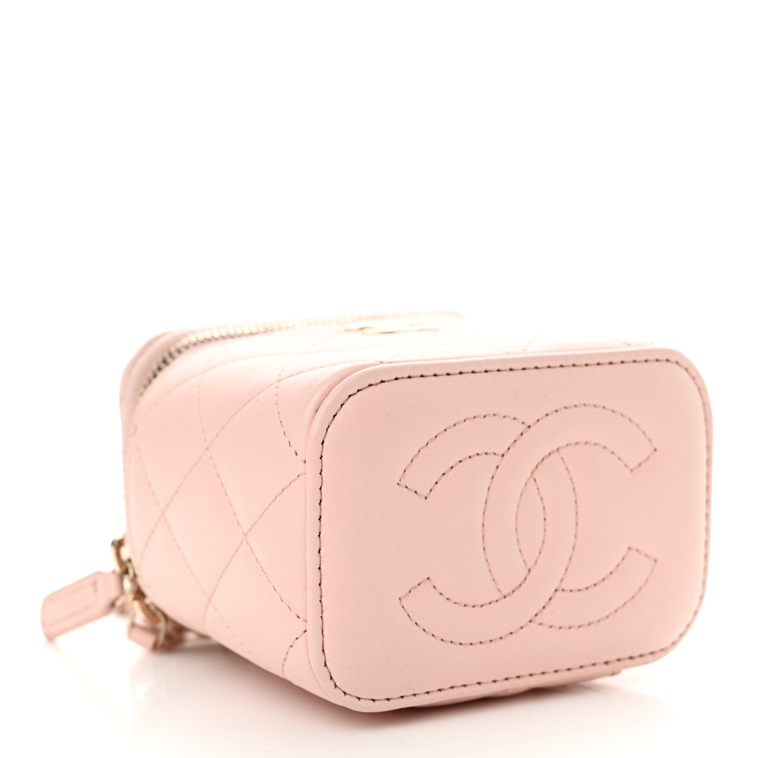 Chanel Lambskin Quilted Mini Top Handle Vanity Case With Chain Light Pink 4 of 10