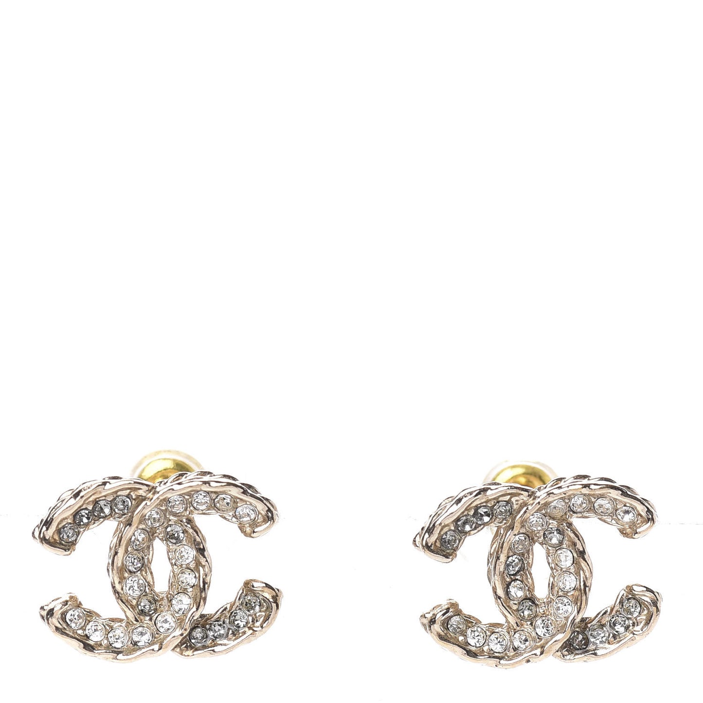 Crystal Chain CC Earrings Gold