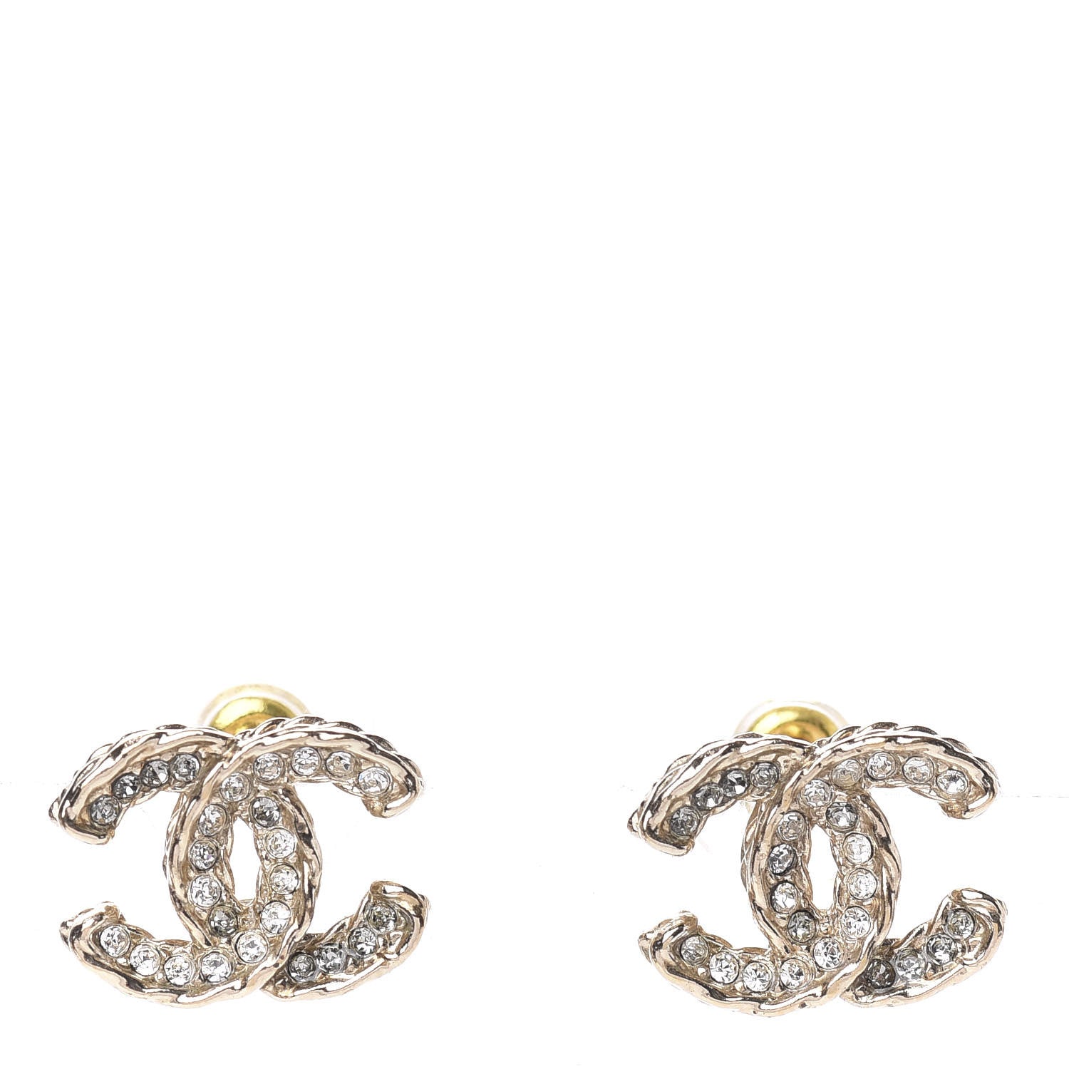 Chanel Crystal Chain CC Earrings Gold 1 of 7