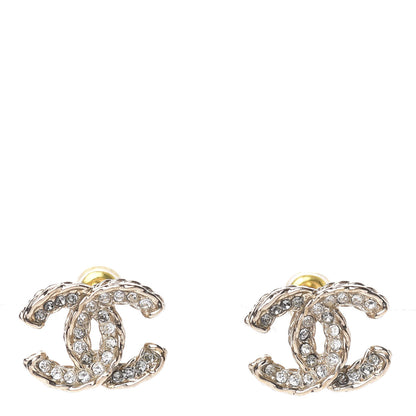 Chanel Crystal Chain CC Earrings Gold 1 of 7