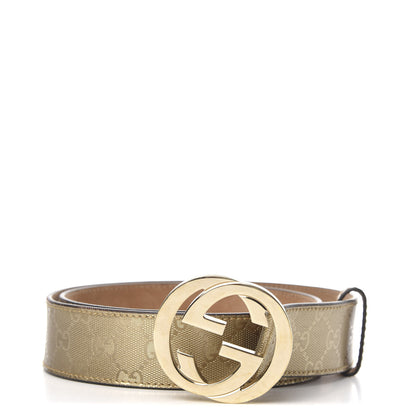 Gucci Imprime Monogram Interlocking G Belt 85 34 Champagne 1 of 6