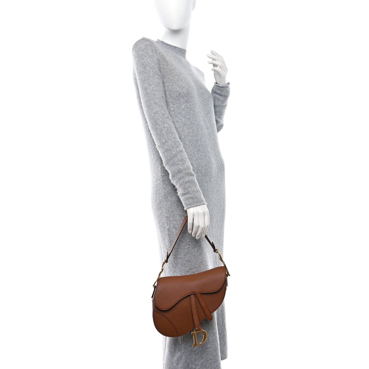 Grained Calfskin Saddle Bag Camello