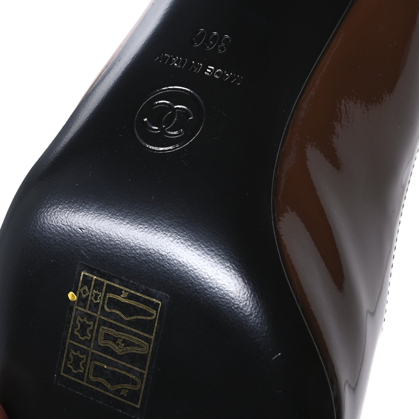 Patent Calfskin Pumps 36 Brown Black