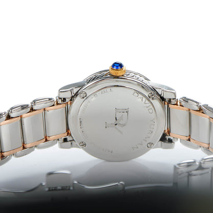 David Yurman Stainless Steel 18K Rose Gold Diamond Bezel Mother of Pearl 30mm Classic Quartz Watch 3 of 8