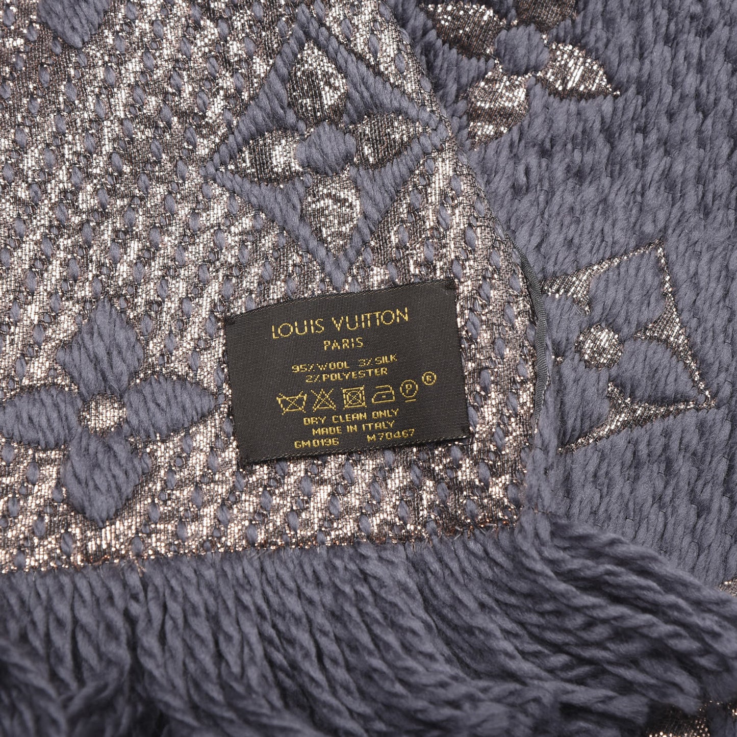 Wool Silk Logomania Shine Scarf Gris