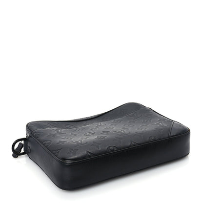 Louis Vuitton Calfskin Monogram Shadow Duo Messenger Black Black 3 of 8