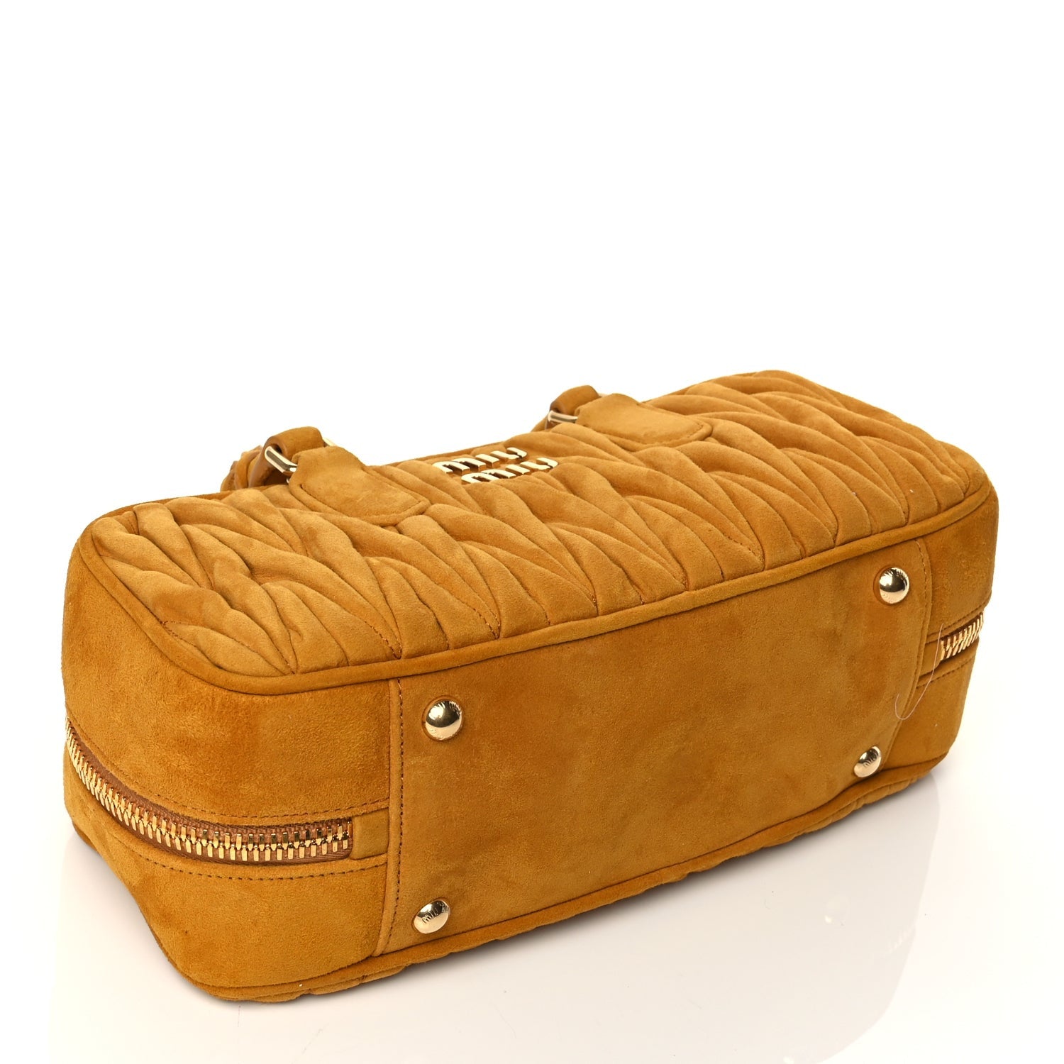 Miu Miu Suede Matelasse Large Arcadie Top Handle Bag Whiskey 3 of 9