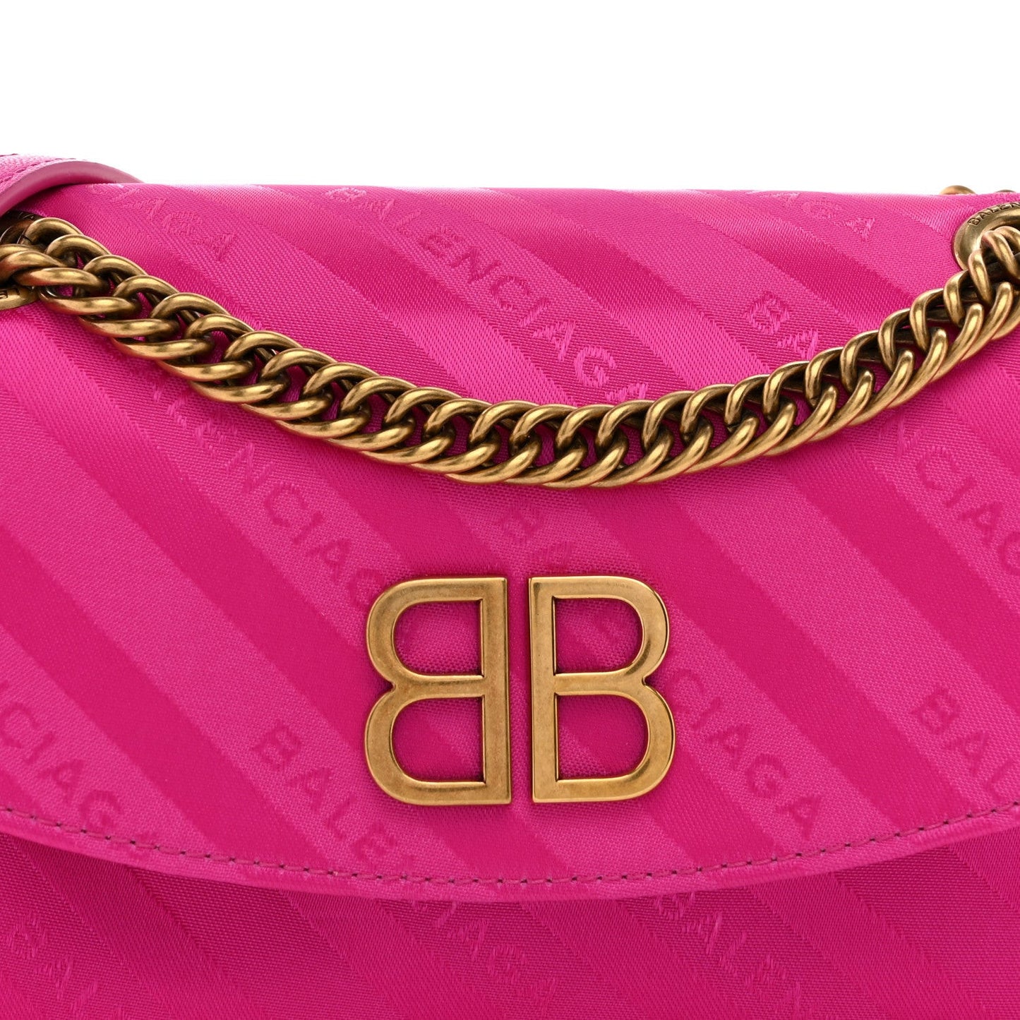 Nylon Jacquard Diagonal Logo S BB Round Shoulder Bag Rose Magenta