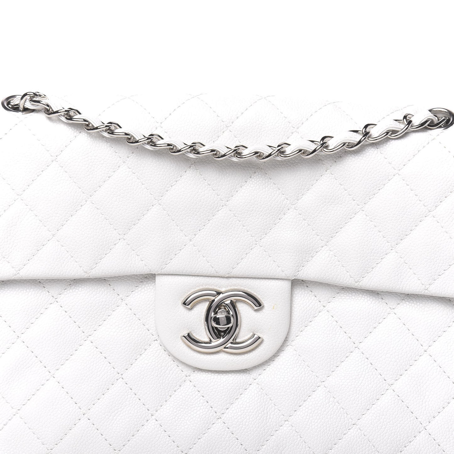 Caviar Quilted Maxi Single Flap White