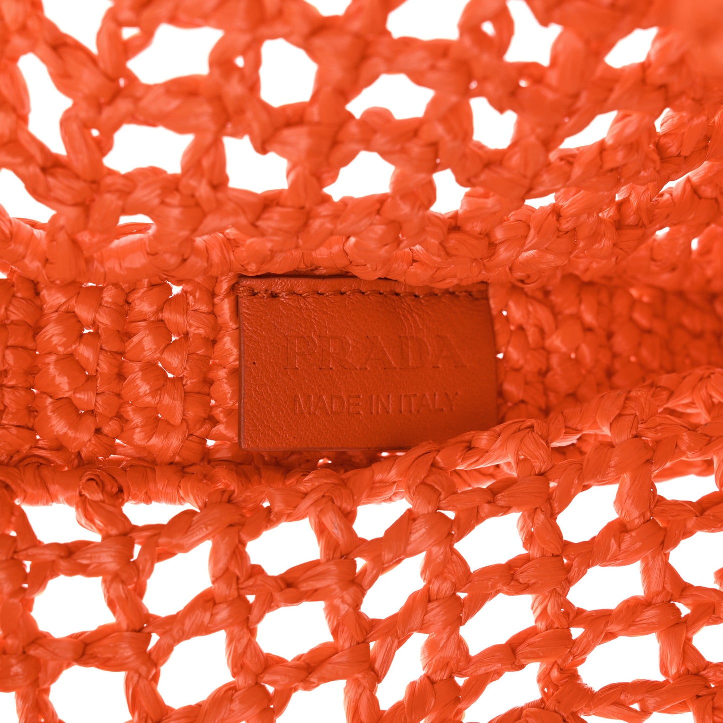 Yarn Raffia Effect Crochet Logo Embroidered Tote Bag Arancio