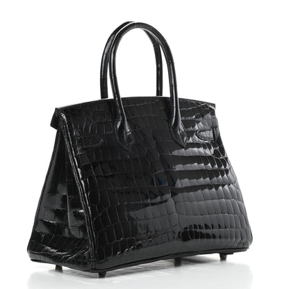 Hermes Shiny Niloticus Crocodile Birkin 30 Black 3 of 35