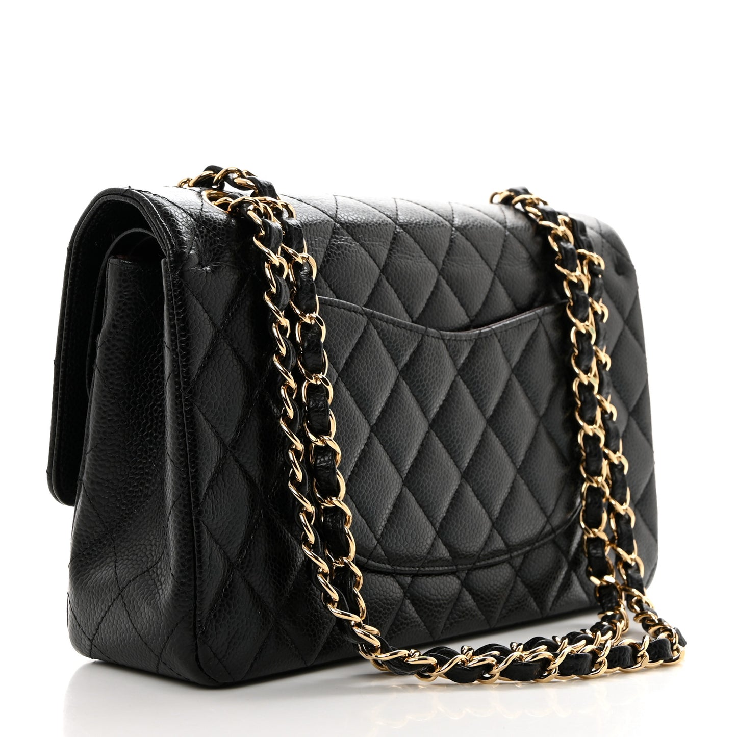 Caviar Quilted Medium Double Flap Black