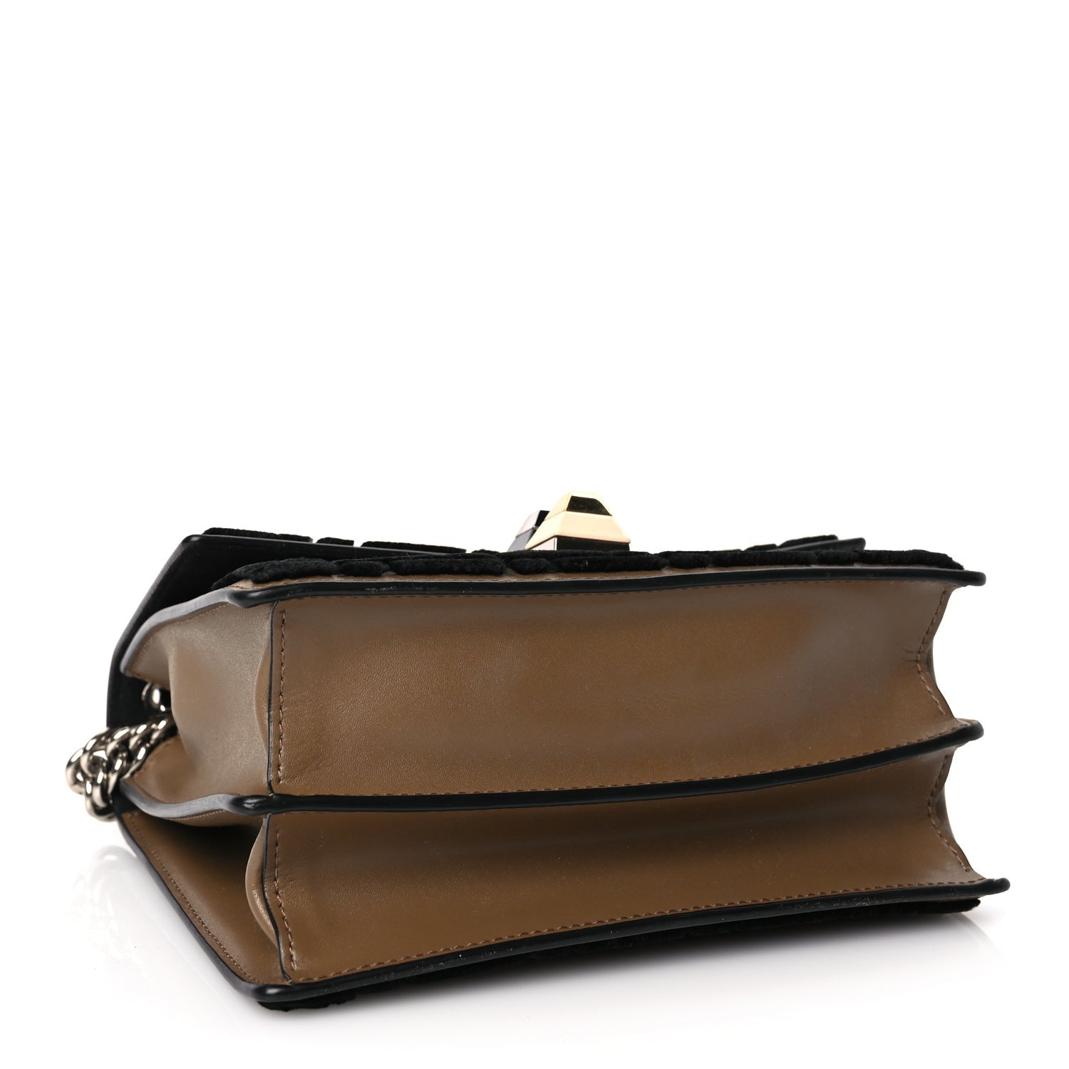 Fendi Vitello Liberty Velvet FF Small Kan I Shoulder Bag Brown Black 3 of 8