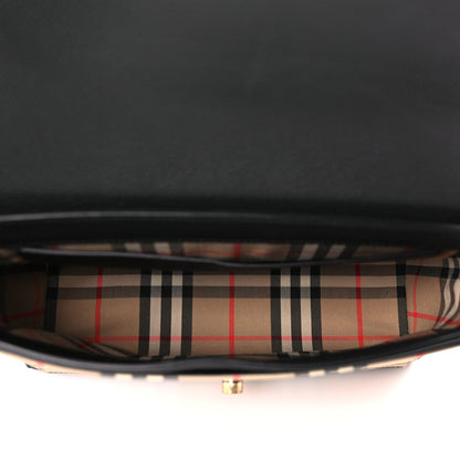 Burberry Coated Canvas Calfskin Vintage Check Medium Note Crossbody Bag Black 4 of 8