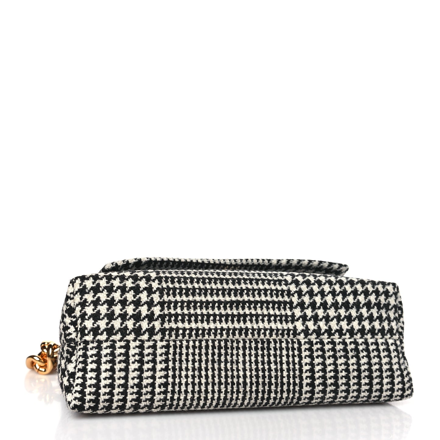 Houndstooth Mini Label Chain Shoulder Bag Black White