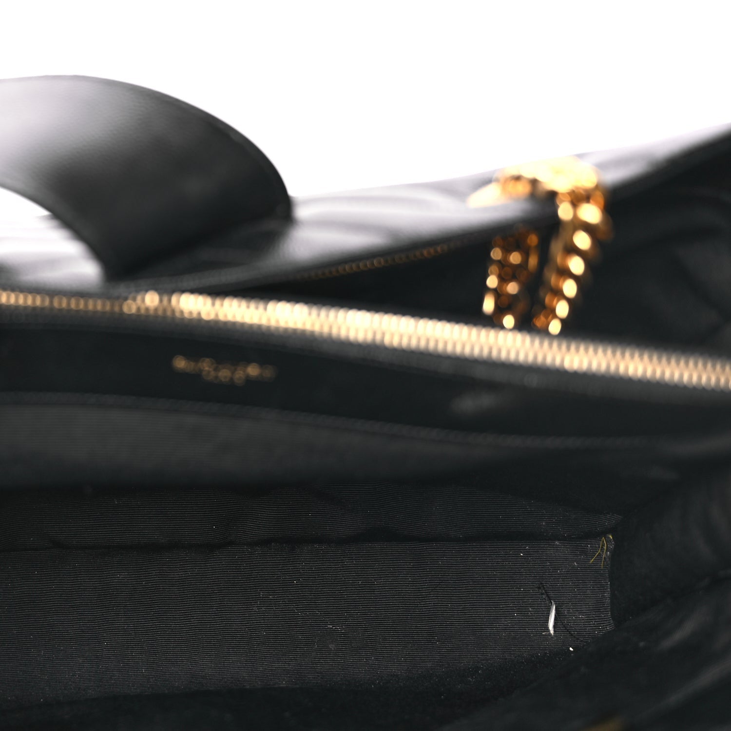 Saint Laurent Grain De Poudre Matelasse Chevron Monogram Shopping Bag Black 4 of 8