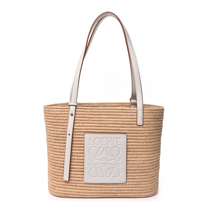 Loewe Raffia Square Small Basket Tote Bag Natural White 1 of 8